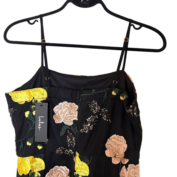 Lulu's Rue Black Floral Embroidered Sequin Bodycon Mini Dress- size Medium - Picture 6 of 14
